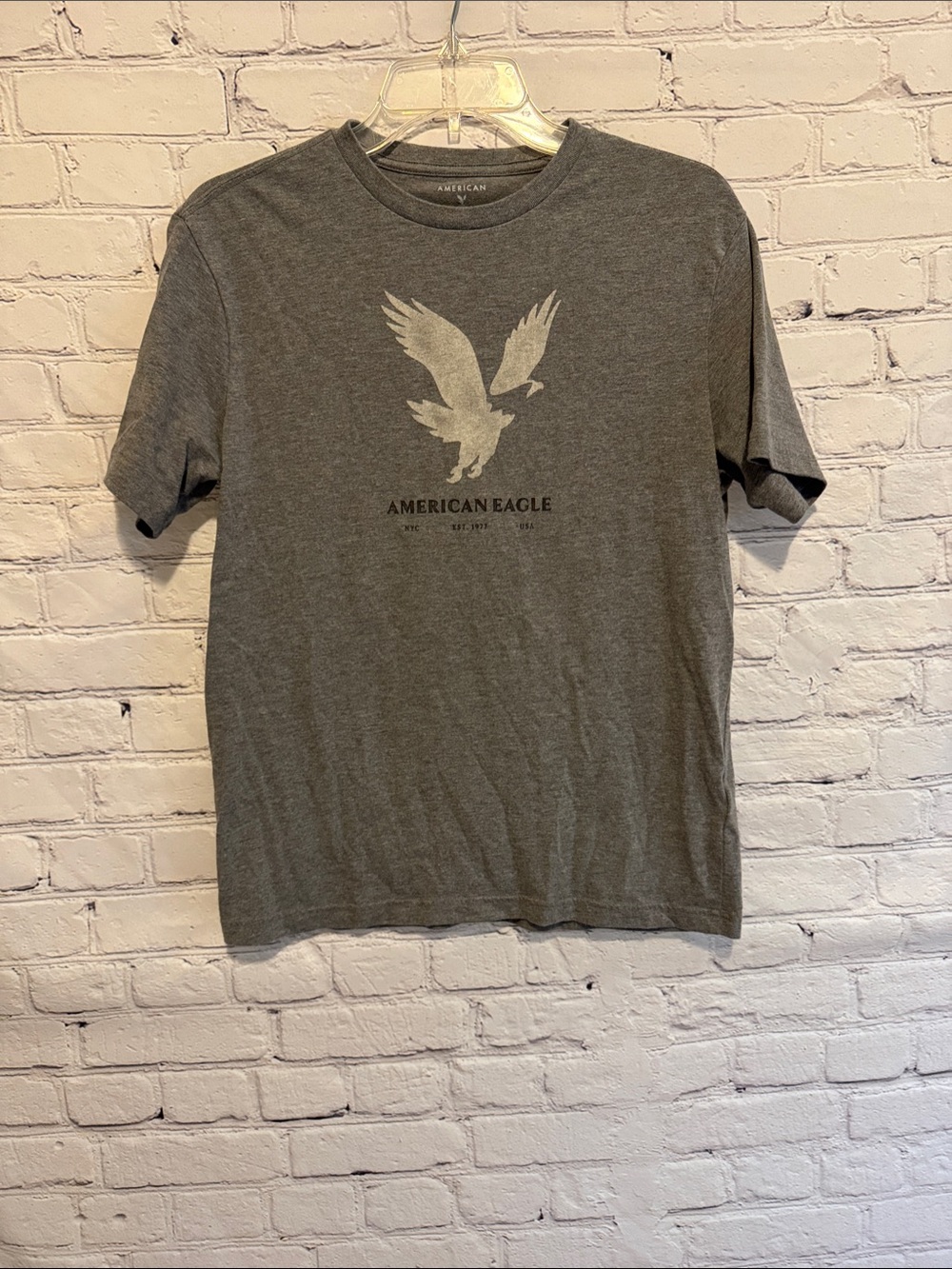 American Eagle Outfitters Men’s Heather Gray Eagle Graphic Tee Small